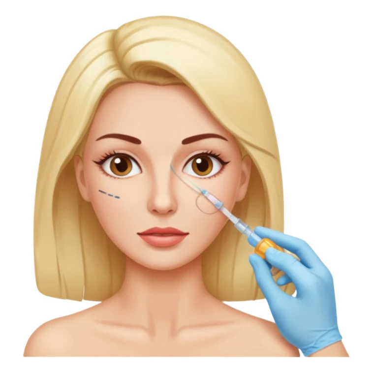 Woman taking a botox injection in the face sticker
