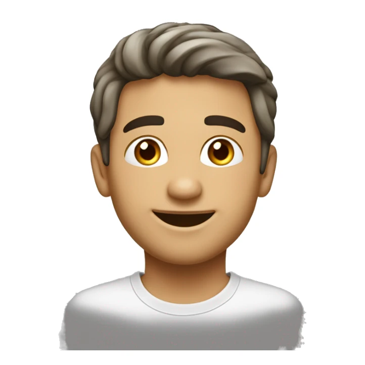 homem 21 anos, branco, 2 brincos pequenos, 1 em cada orelha, de touca e feliz sticker