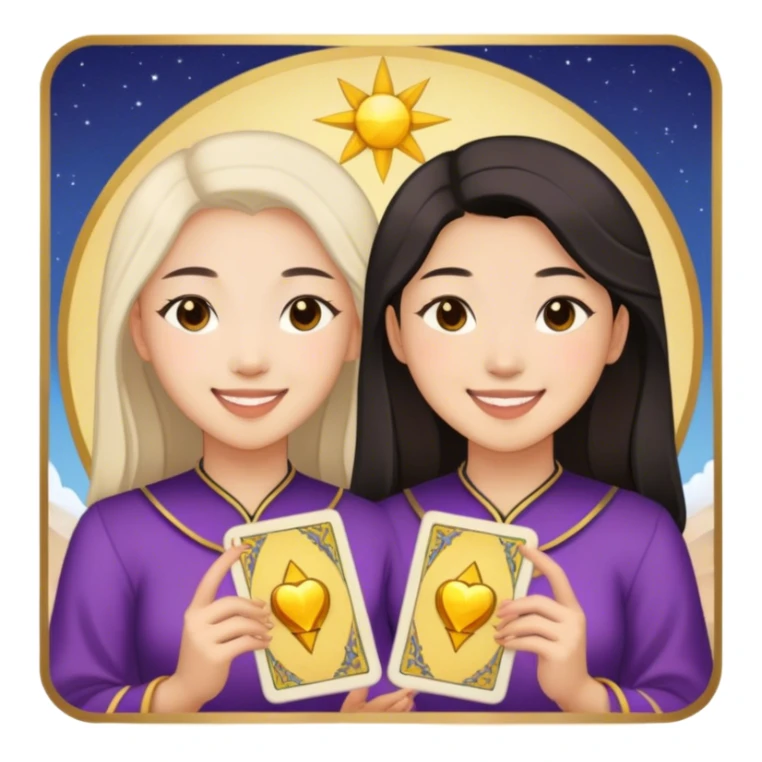 tarot card with two lesbeian asian girls sticker