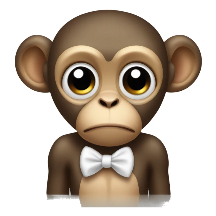 Monkey with sad eyes and white bow on side of head  sticker