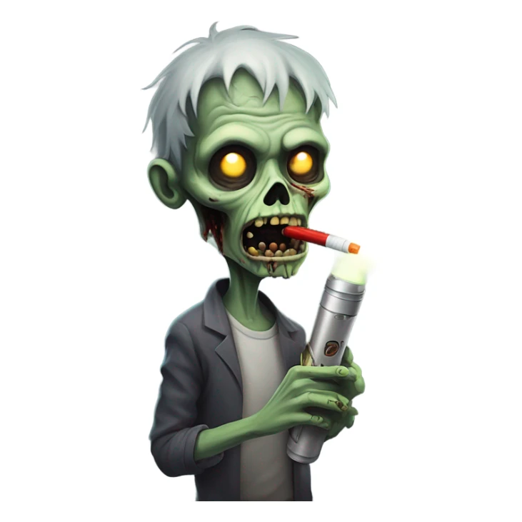 Zombie smoking a vape in a Smokey room  sticker