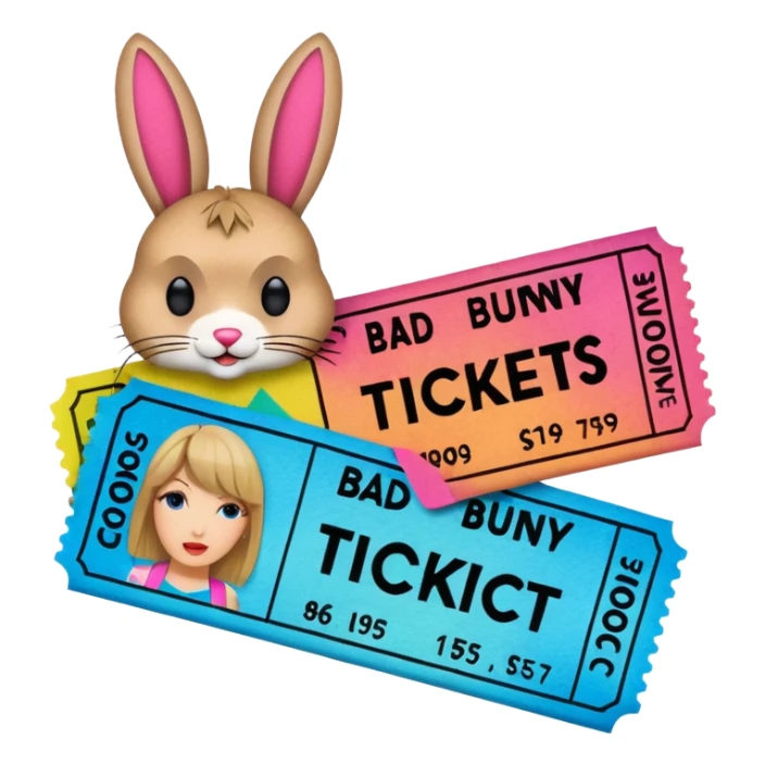 bad bunny and taylor swift concert tickers sticker
