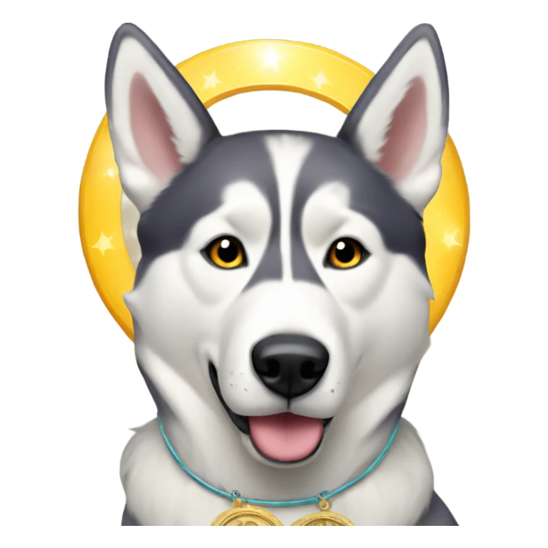 Husky with a saint halo above head in New Orleans  sticker