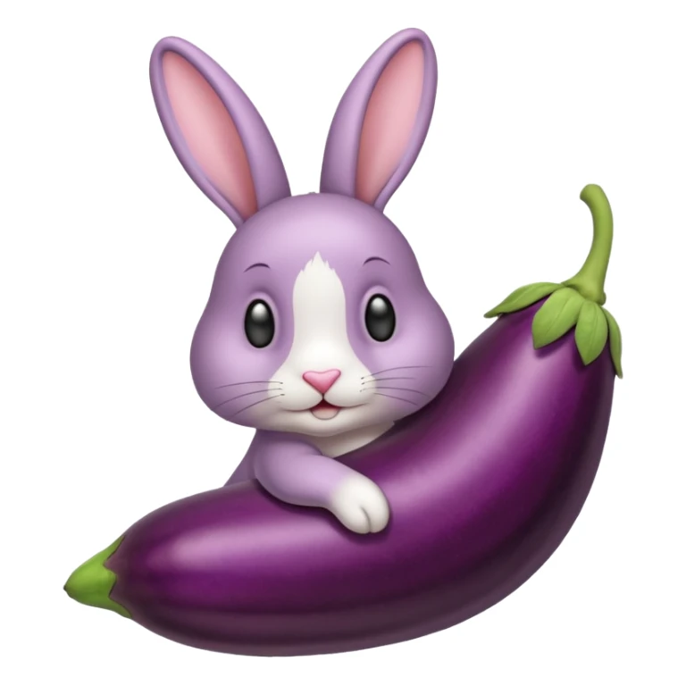 Un lapin avec une aubergine sur la tête sticker