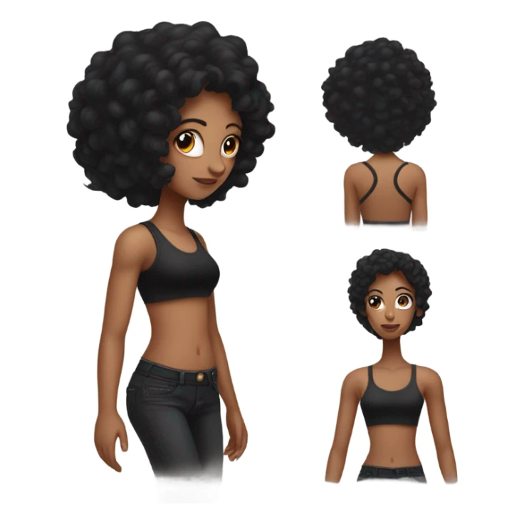 Girl with black hair and devil horns wearing a black tank top  sticker