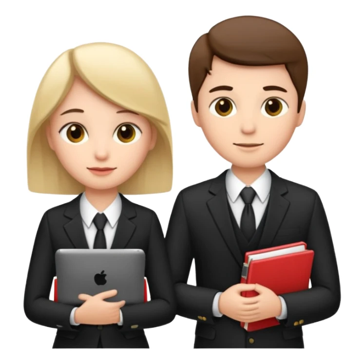 group of 5 colleagues with computer and copybooks sticker