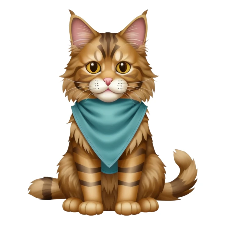 Maine Coon cat full body sitting with a mask sticker