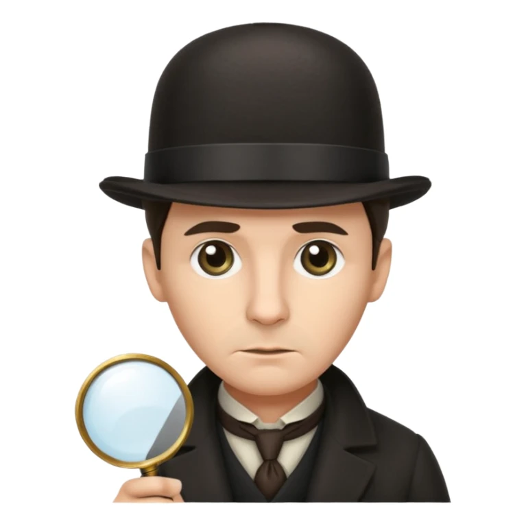 Sherlock Holmes in a bowler hat and with a magnifying glass sticker