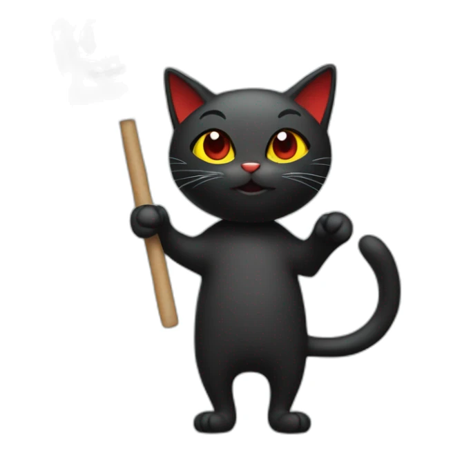black and red cat holding a sign with text sticker