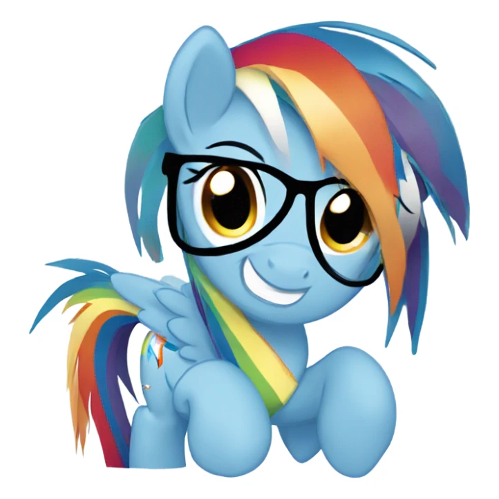 Rainbow dash my little pony emoji with black glasses on  sticker