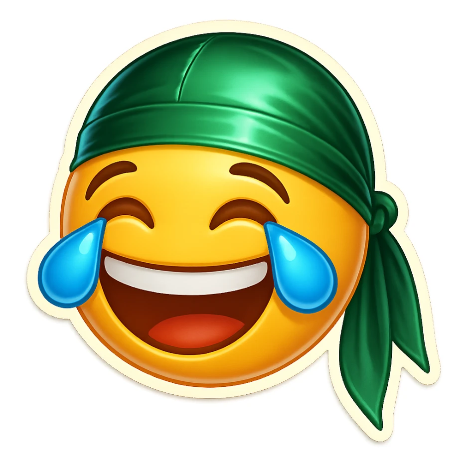 lol face laughing crying
make him smile
Change His durag To Green sticker