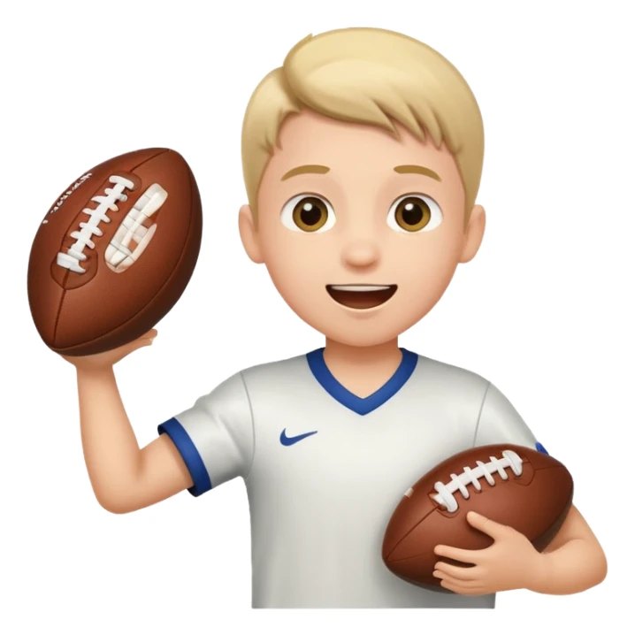 Kid opening football cards sticker