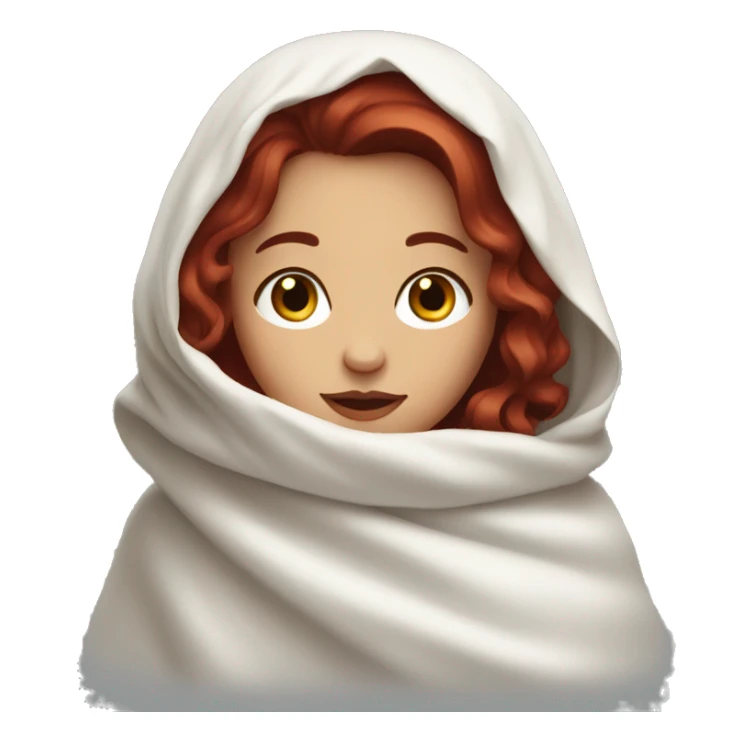 Dark red haired girl with white blanket sticker