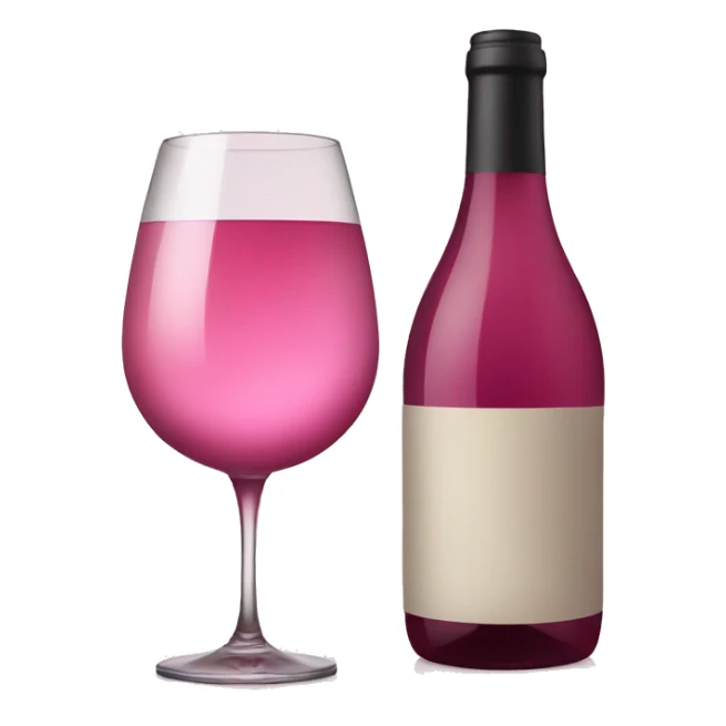 wine bottle and pink wine glass sticker