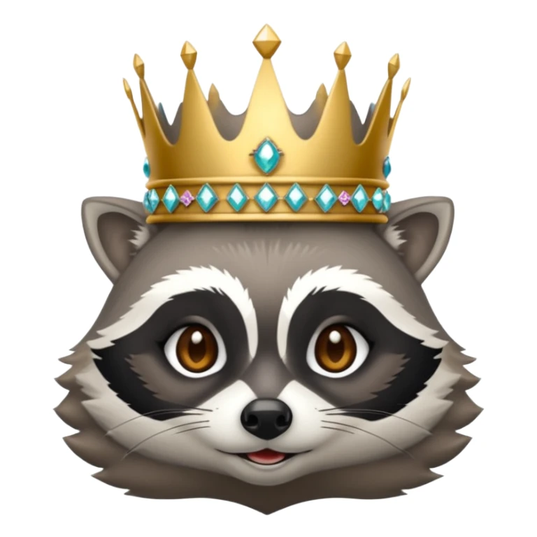 queen racoon with jewelled crown  sticker