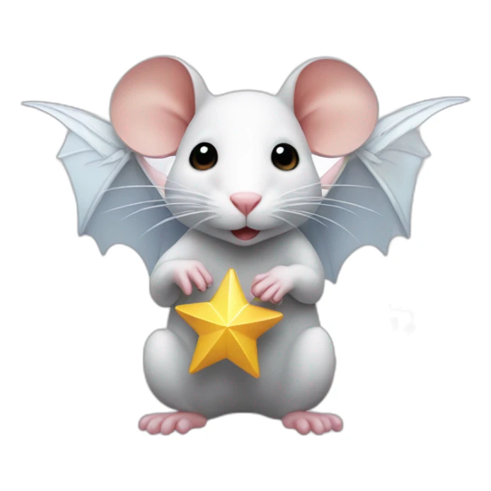 rat with white wings who is holding a star sticker