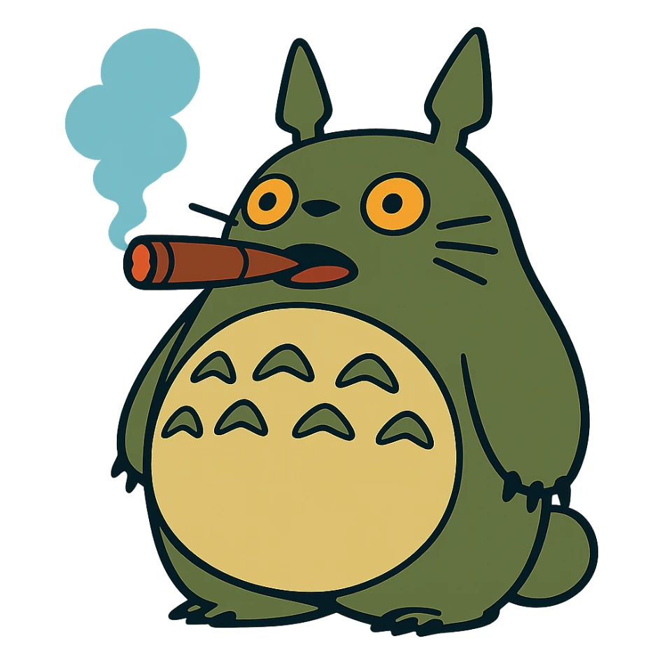 Totoro smoking a cigar sticker
