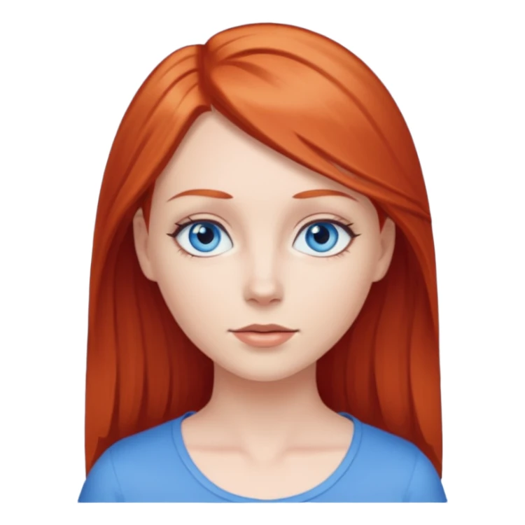White girl with blue eyes and straight slightly red hair sticker