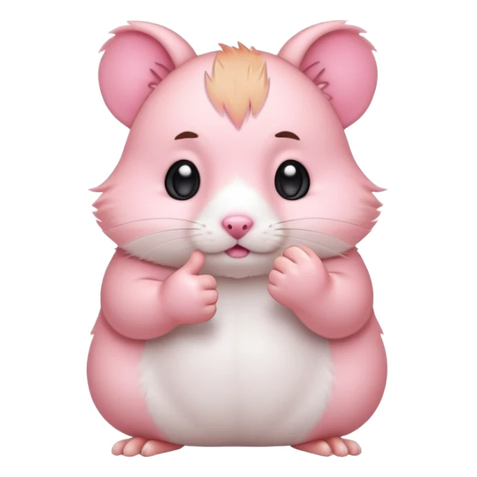 cute simple cartoon pink hamster paw giving a thumbs down, chibi emoji style, isolated sticker