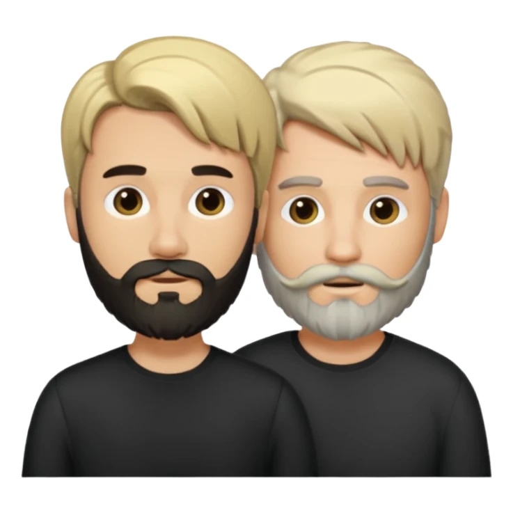 Man with a beard and long hair black gathered with another short-haired blond man sticker