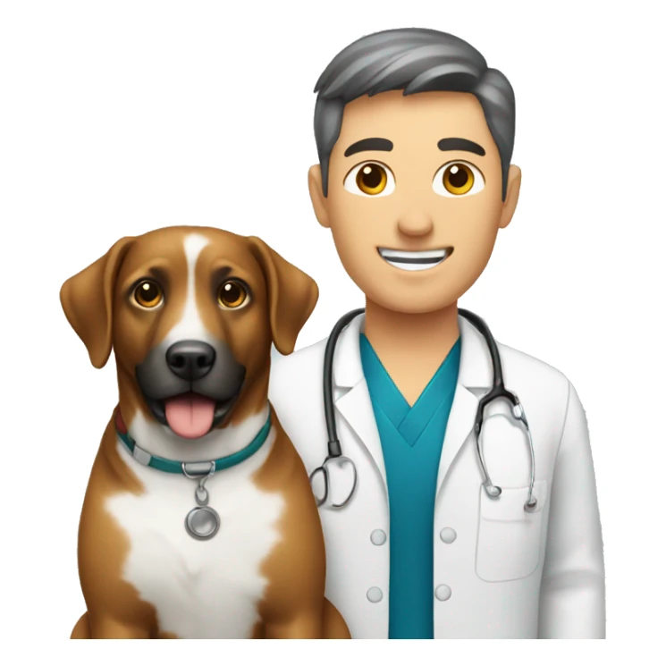 Veterinarian with dog sticker