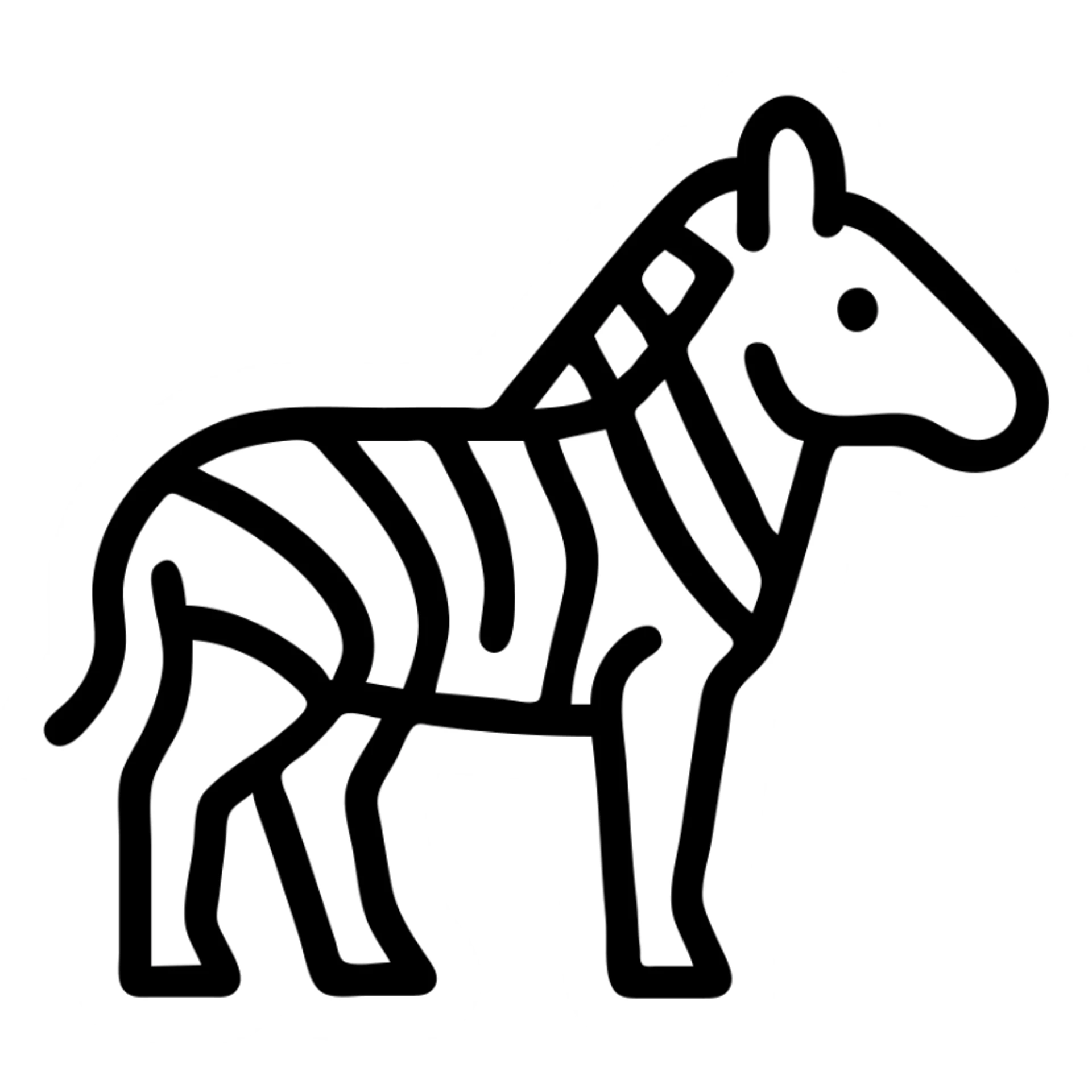 zebra, minimalist black outline icon, no fill, simple lines sticker