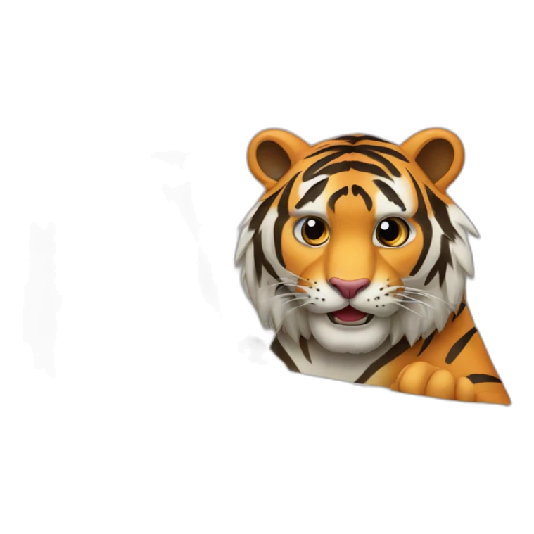 A tiger on a laptop with an "AVEX" sticker sticker