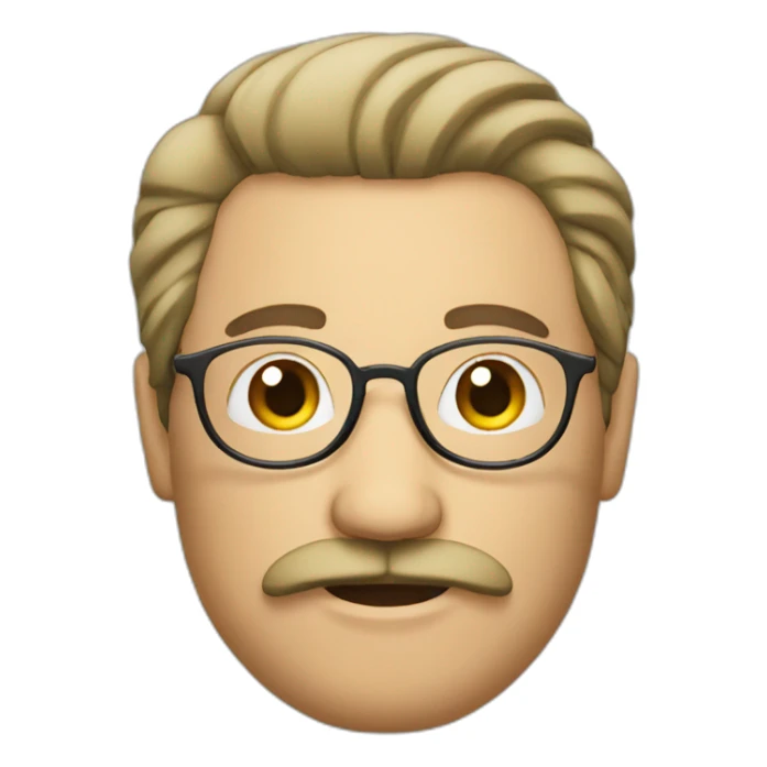 long straight hair men with mustache and round glass sticker