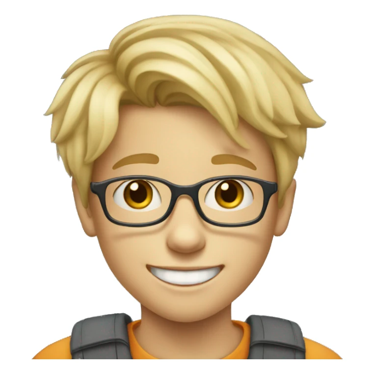 9-year-old white blond boy with glasses and braces on his teeth sticker