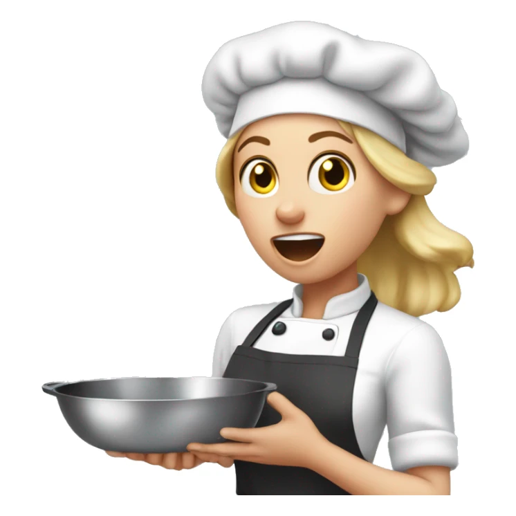 white girl cook with a surprised face covers her mouth with her hand sticker