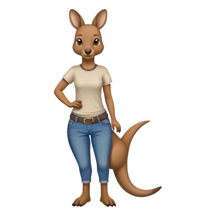 female kangaroo casual clothes jeans t-shirt upright friendly sticker