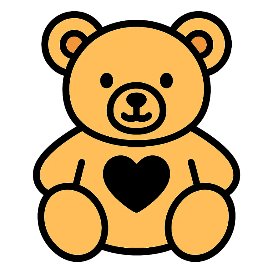 bear with a black heart sticker