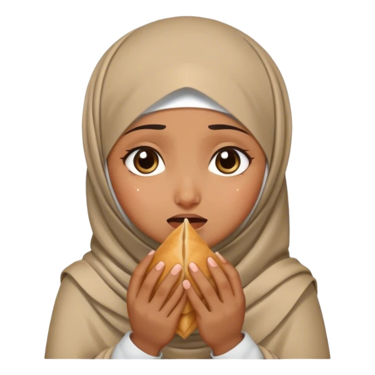 Hijab girl crying with samosa in her hand  sticker