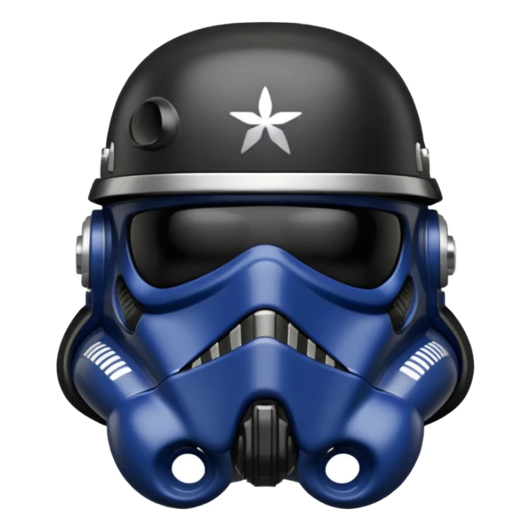 a blueberry wearing a black Star Wars Death Trooper helmet sticker