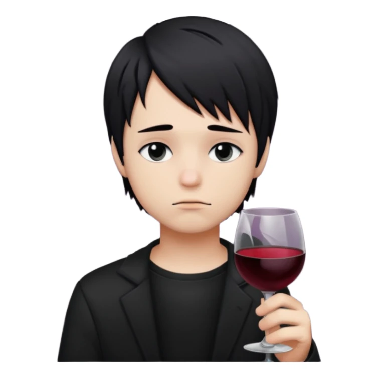 Bebendo vinho emo adolescente masculino com o rosto triste sticker
