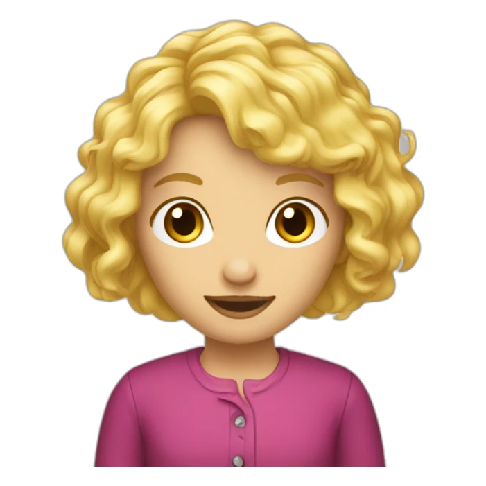 Ferme blonde qui essaie une perruque sticker