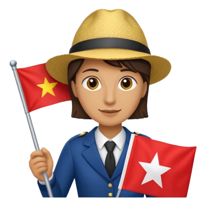 A Tour operator, male or female doesn't matter, get them holding a flag sticker