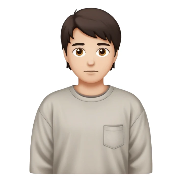 Black+brown hair, brown eyes, baggy tshirt with full sleeve  sticker
