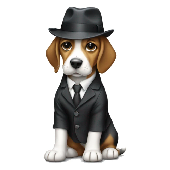 Beagle puppy in pinstripe suit and fedora  sticker