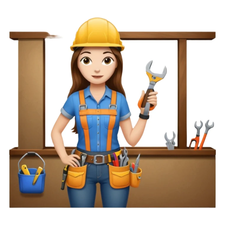 beautiful girl with long brown hair constructing new lounge room sticker