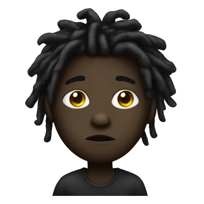 Dark boy with dreads covering lips with one finger sticker