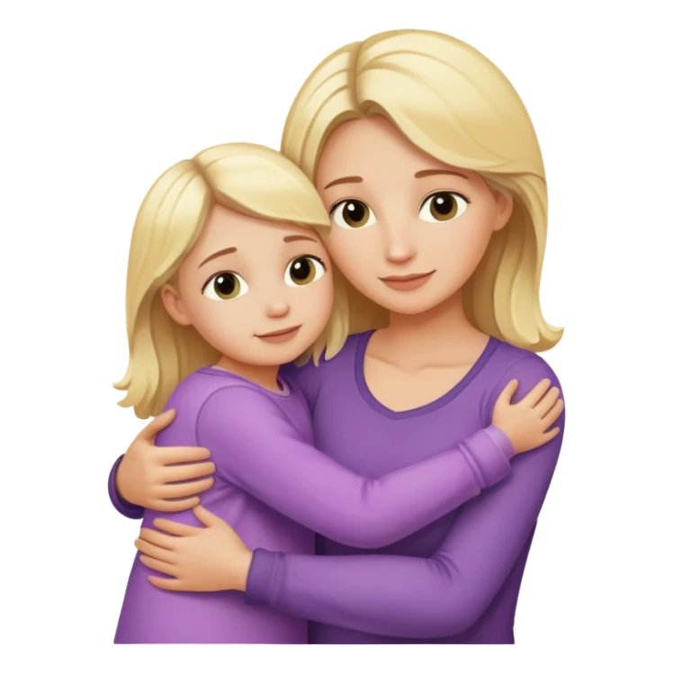 Blonde mother and little daughter hugging  sticker