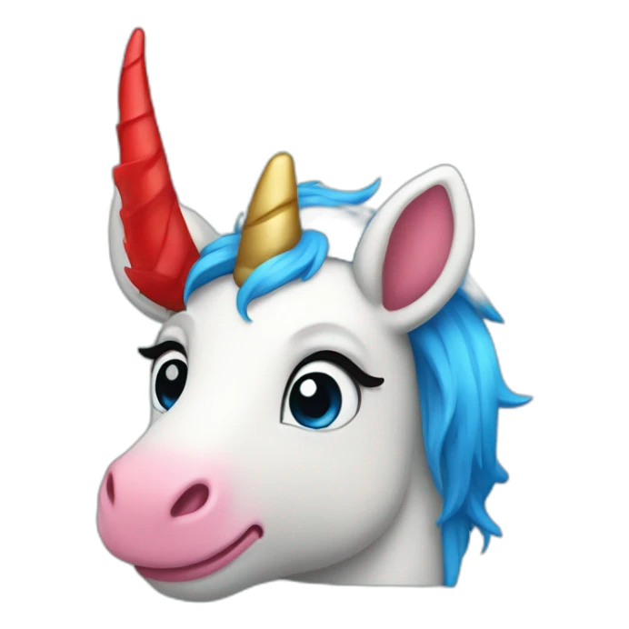 licorne avec corne rouge et bleu sticker