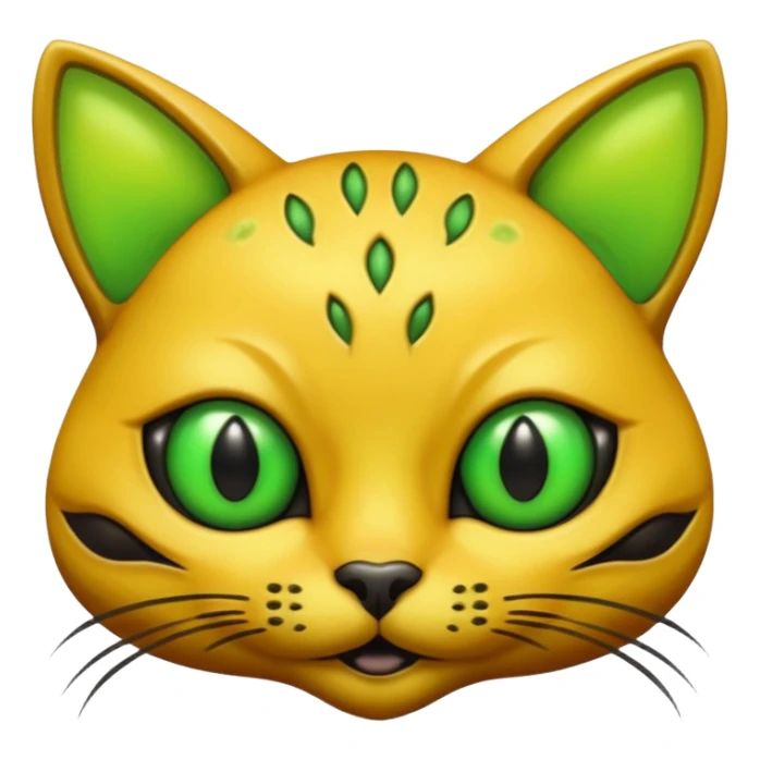 dark yellow alien cat face with alen eyes sticker