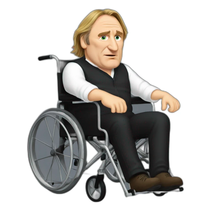 Gérard Depardieu in a weelchair sticker