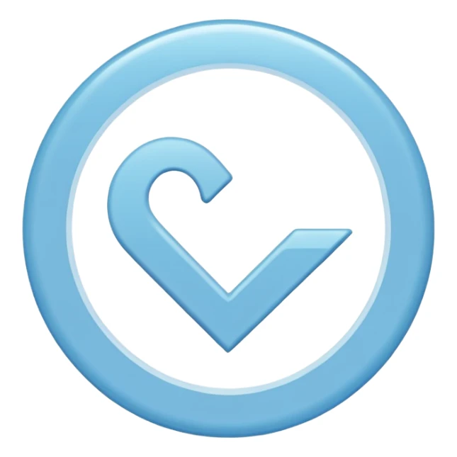 Genera esto que está entre comillas "✓" y alrededor ponle un círculo y rellena adentro del circulo de color celete sticker