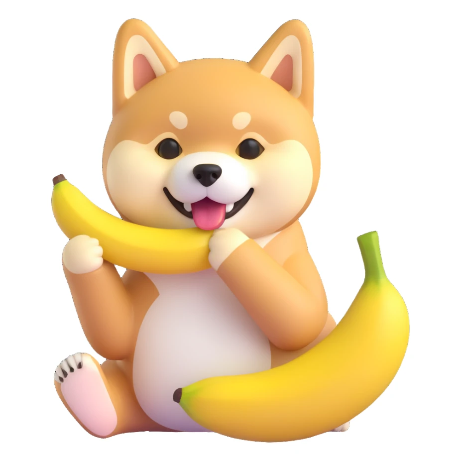 shiba inu eating banana sticker