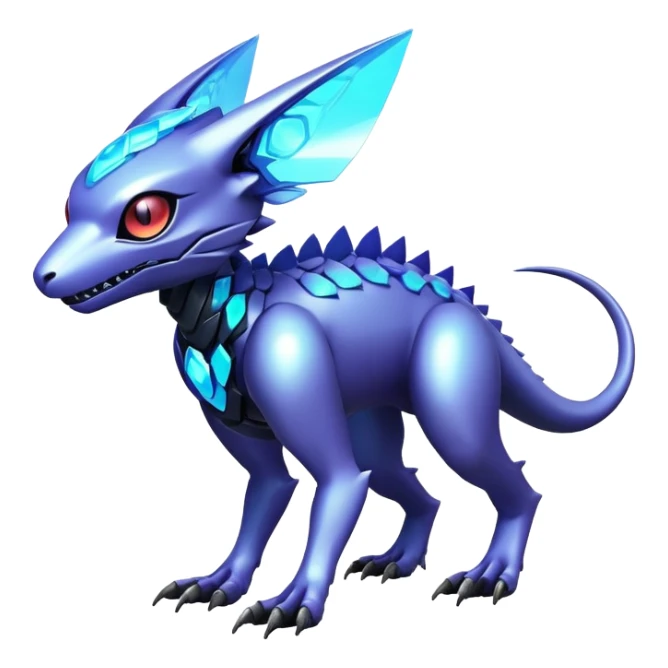  exotic futuristic modern cyber-Fakémon-Digimon-Trico-Vernid-creature sticker