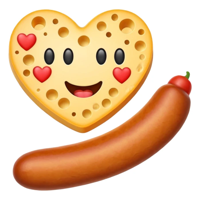 Make emoji sausage cheese love shape sticker