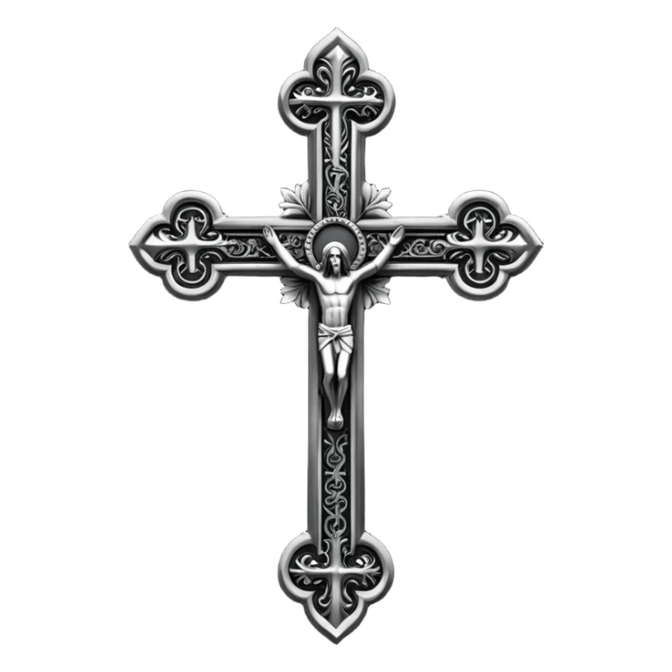 Juste la croix catholique en métal noir stp sticker